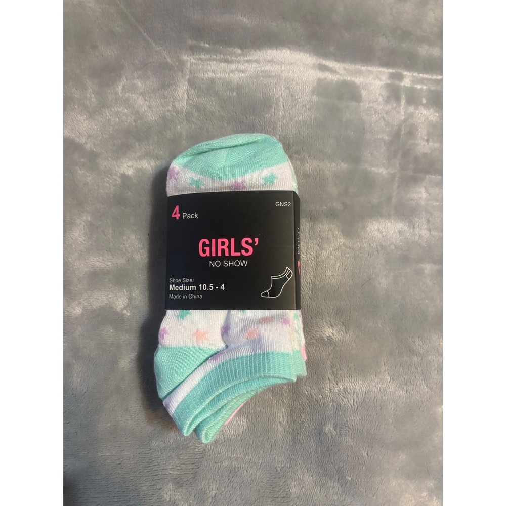 Girls No Show Socks 4 Pack Medium Shoe Size 10.5-4 Collective Soles New